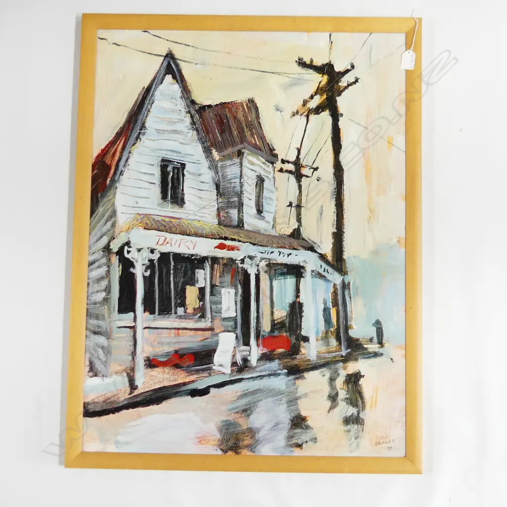 JOHN HORNER 'CORNER DIARY - NEW LYNN AUCKLAND' OIL ON BOARD 1997 780x580mm Image 1++
