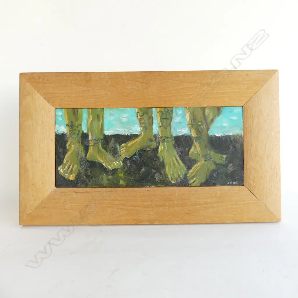 FRAMED OIL ON BOARD TATTOOED FEET  J HOOPER 89  W500 H300MM Image 1++