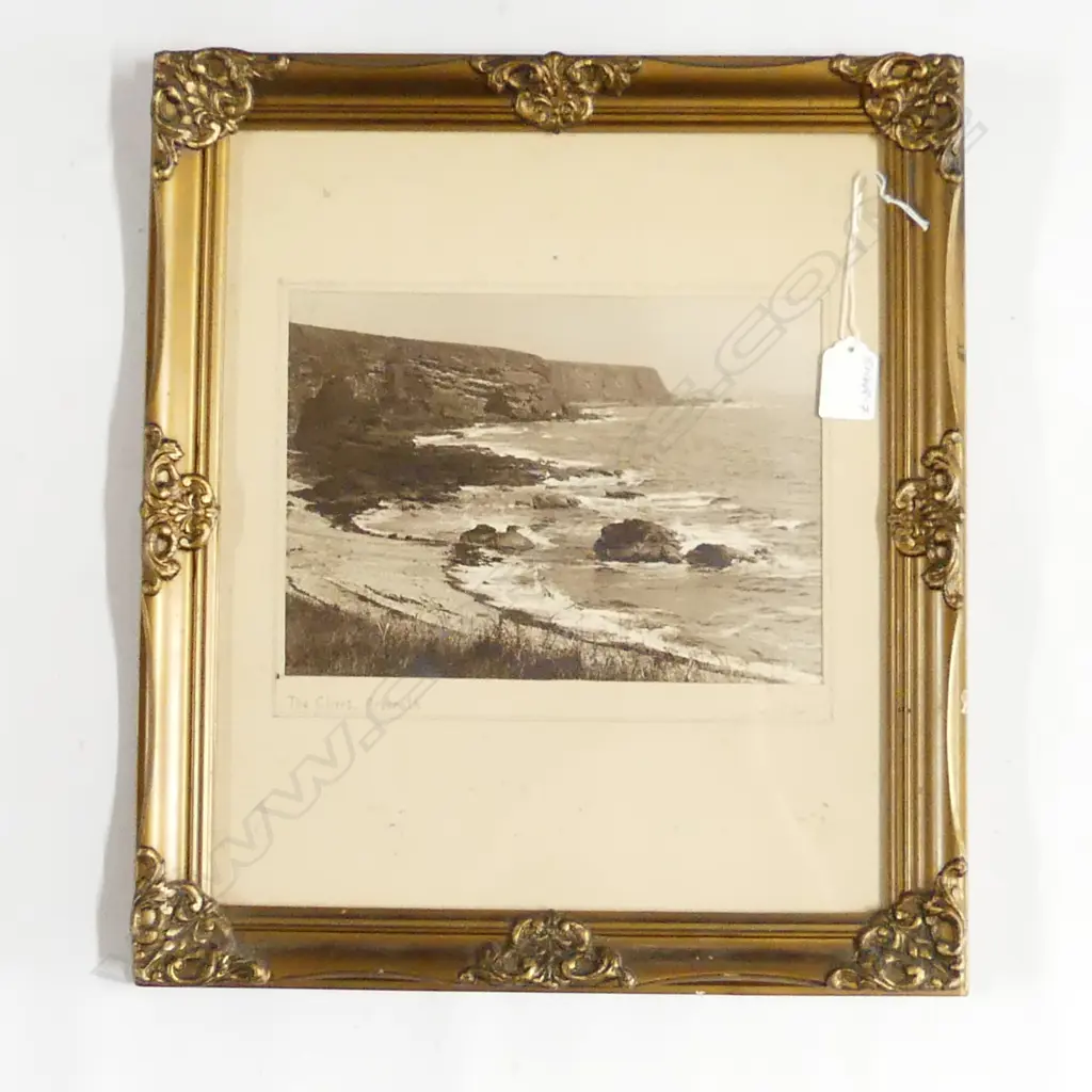 W.J. OLIVER VINTAGE B&W PHOTO 'THE CLIFFS ARBROATH' Signed & entitled 175x235mm Image 1++