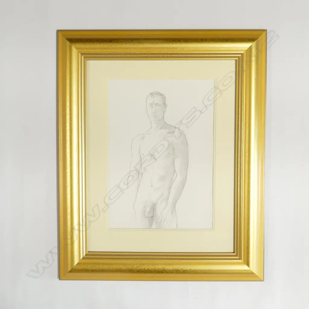 MALCOLM HARRISON, MALE NUDE, PENCIL ON PAPER 400x200mm Image 1++