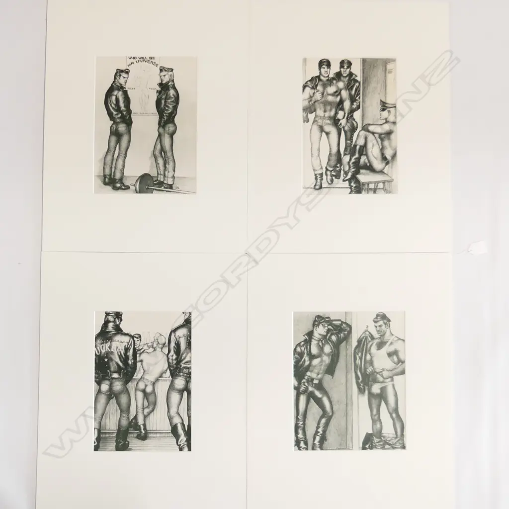 4 TOM OF FINLAND PRINTS; BIKERS ETC 270x200mm Image 1++