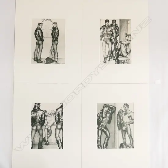 4 TOM OF FINLAND PRINTS; BIKERS ETC 270x200mm