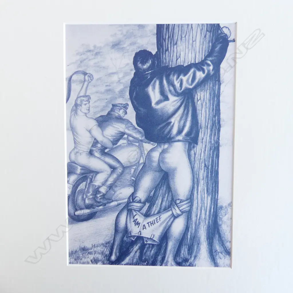 4 TOM OF FINLAND PRINTS; 'I AM A THEIF', COWBOY PR, 'ONE WAY', BEACH TRIO 270x210mm Image 1++