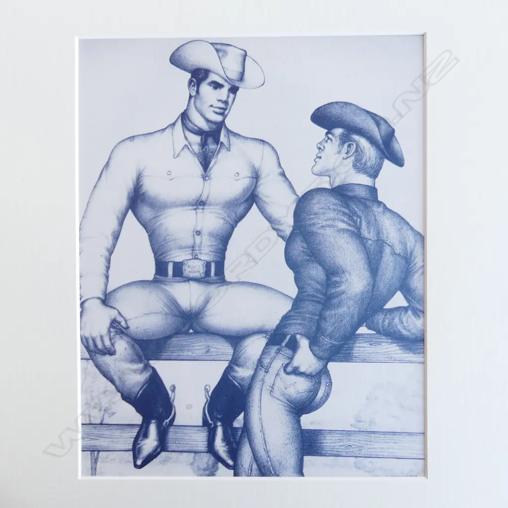 4 TOM OF FINLAND PRINTS; 'I AM A THEIF', COWBOY PR, 'ONE WAY', BEACH TRIO 270x210mm Image 1++
