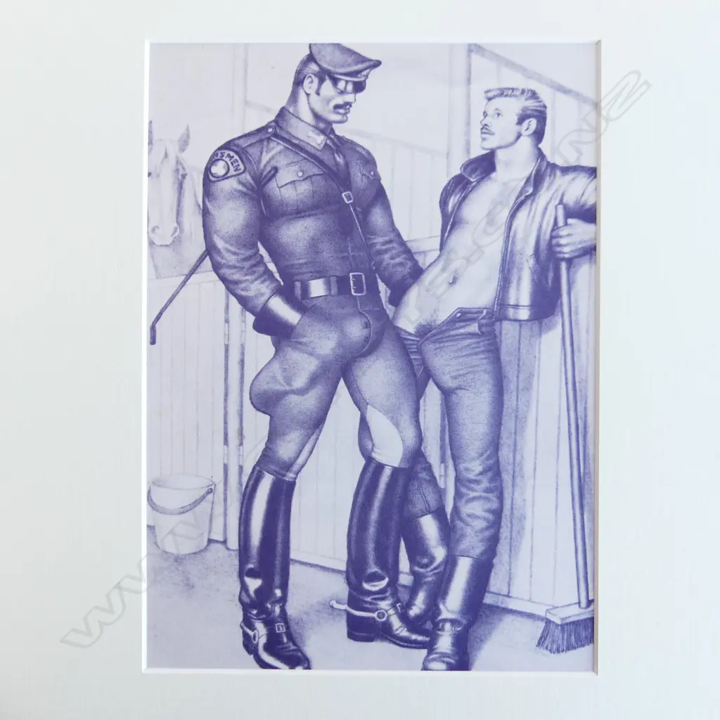 4 TOM OF FINLAND PRINTS; BLUE TONE 3 DUOS + A TRIO 270x200mm Image 1++