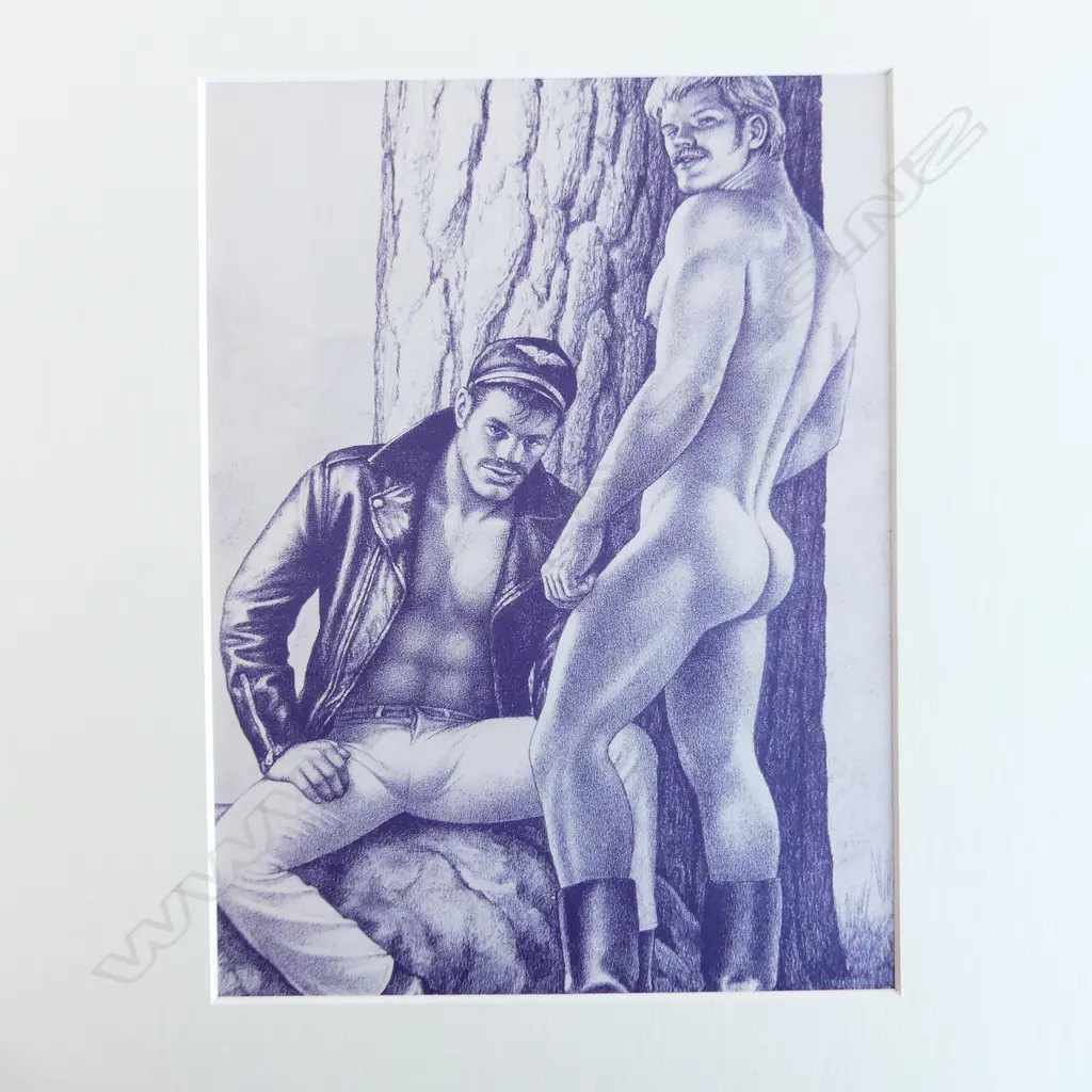 4 TOM OF FINLAND PRINTS; BLUE TONE 3 DUOS + A TRIO 270x200mm Image 1++