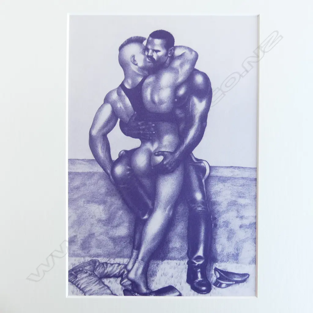4 TOM OF FINLAND PRINTS; BLUE TONE 3 DUOS + A TRIO 270x200mm Image 1++