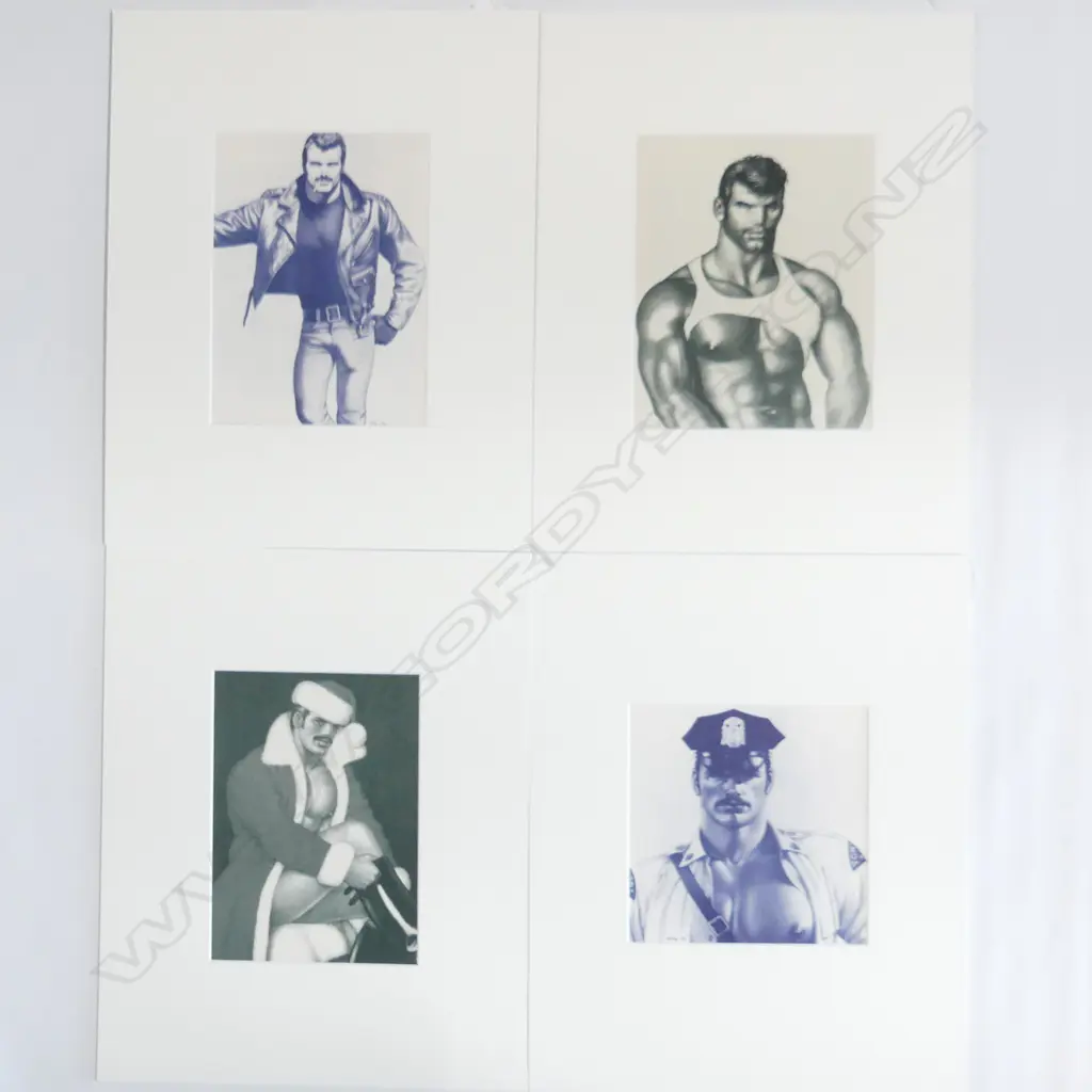 4 TOM OF FINLAND PORTRAIT PRINTS; SANTA, POLICEMAN ETC 270x200mm Image 1++