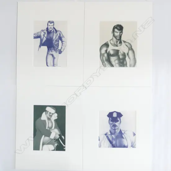4 TOM OF FINLAND PORTRAIT PRINTS; SANTA, POLICEMAN ETC 270x200mm