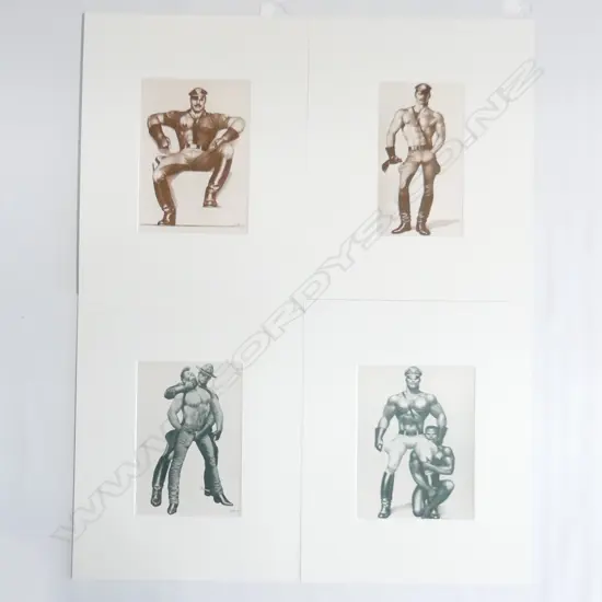 4 TOM OF FINLAND PRINTS; POLICEMEN ETC 270x200mm