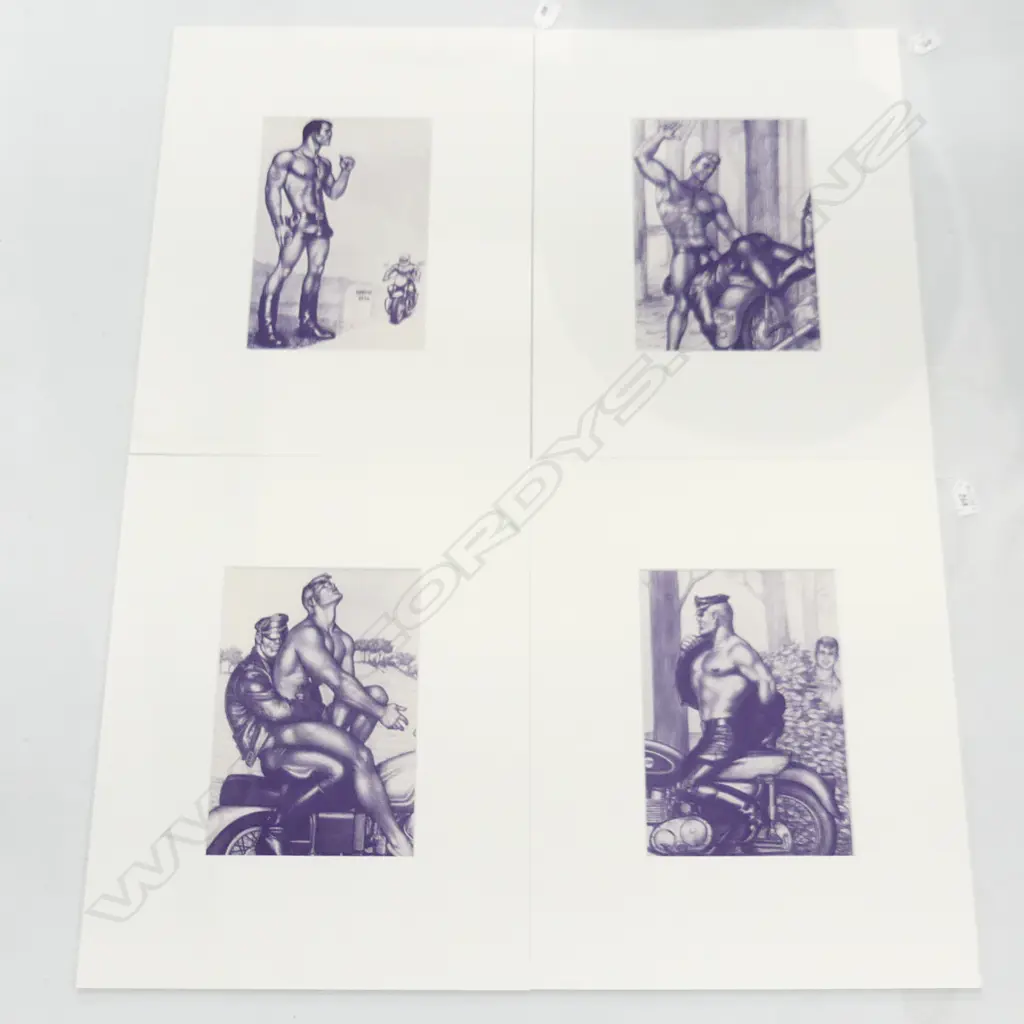 4 TOM OF FINLAND PRINTS; BIKER DUOS 270x190mm Image 1++