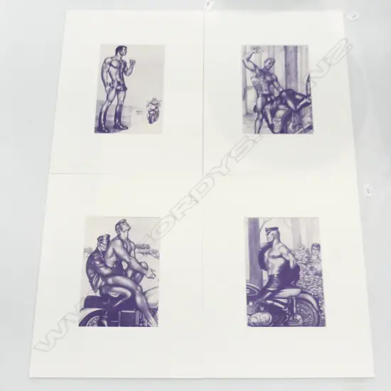 4 TOM OF FINLAND PRINTS; BIKER DUOS 270x190mm