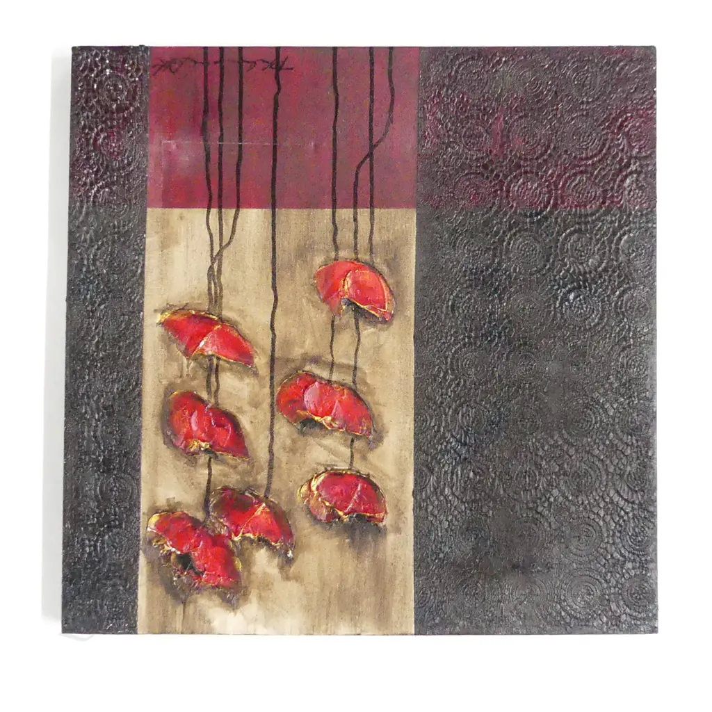 PHILINA DEN DULK 'SEVEN POPPIES' OIL ON CANVAS 2008 510x510mm Image 1++