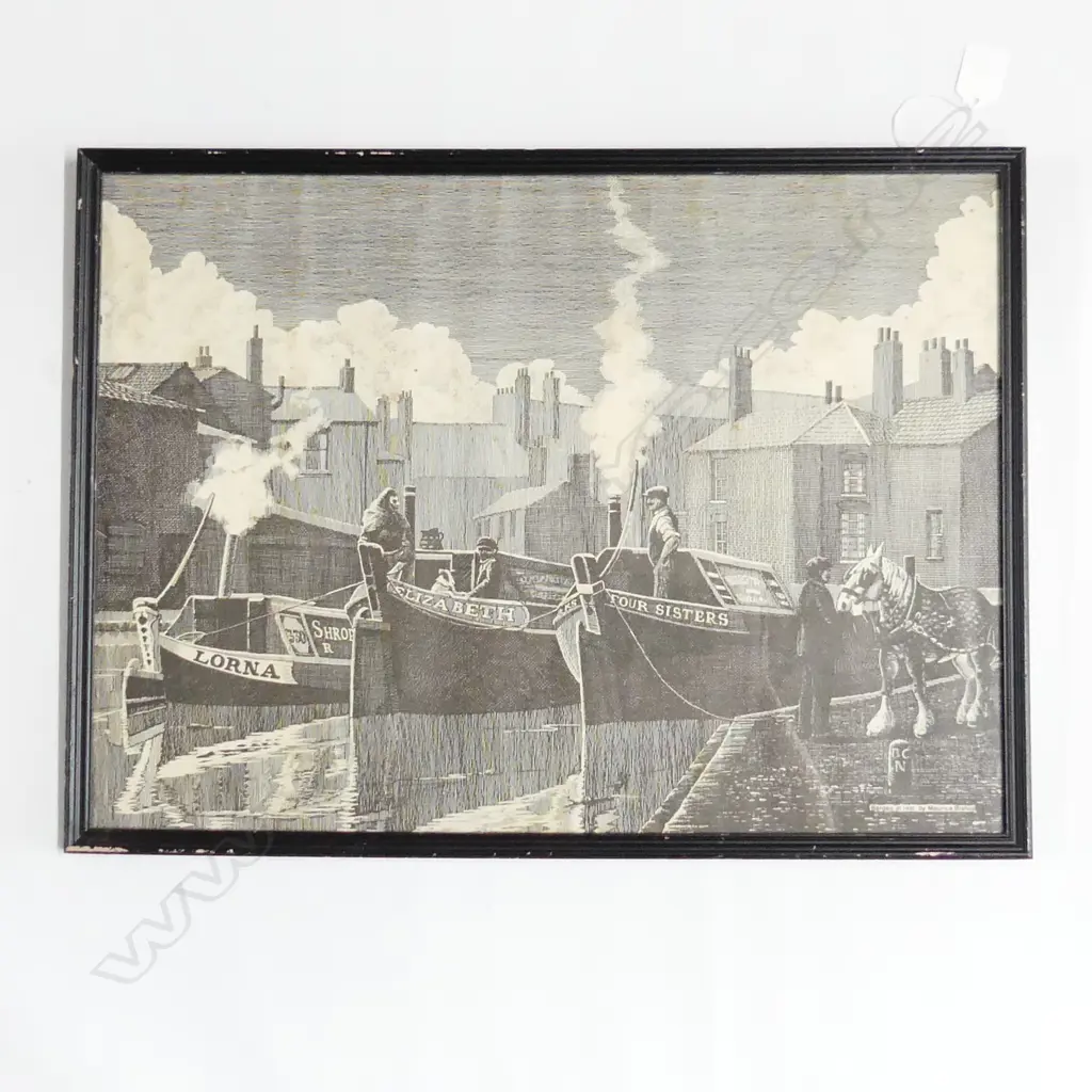 MAURICE BISHOP (UK), BARGES AT REST, PRINT, SIGNED IN PRINT, 34cm x 48cm Image 1++