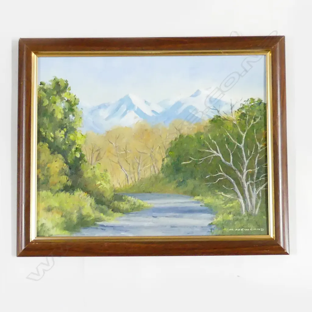 MAVIS NEWLAND, (NZ 20THC), UPPER MATAHIWI ROAD, MASTERTON, OIL ON BOARD, SIGNED, 270mm x 340mm Image 1++