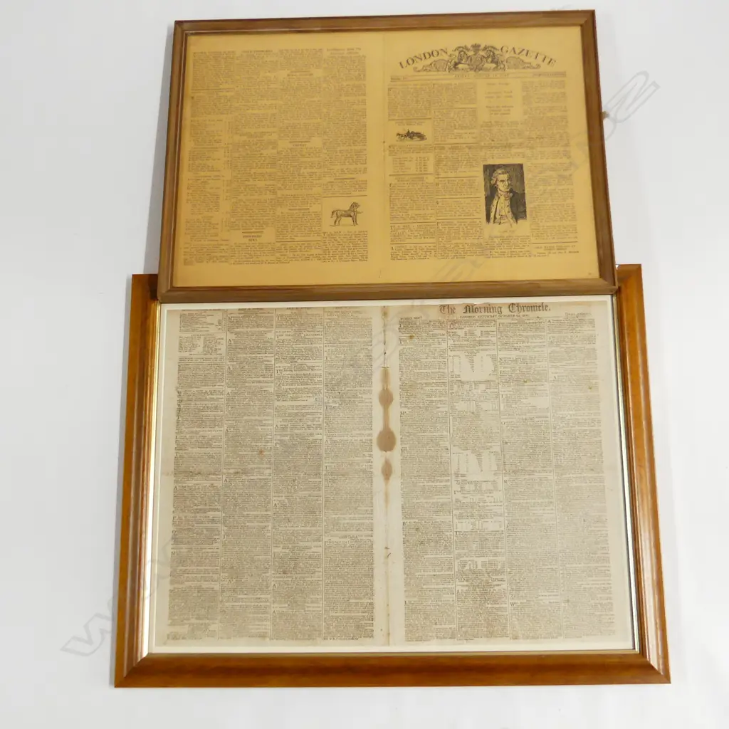 2 FRAMED DOUBLE SIDE 1800 NEWSPAPERS H570MMW710MM LARGEST Image 1++