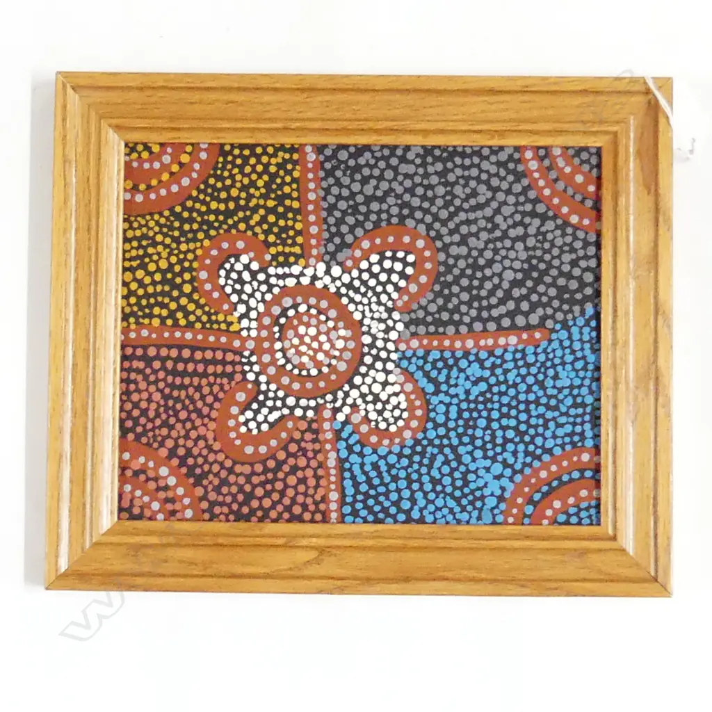 ABORIGINAL DOT PAINTING - 'WOMEN'S STORY' BY EDITH (IMANTURA RICHARDS?) ACRYLIC ON BOARD 190x240mm Image 1++