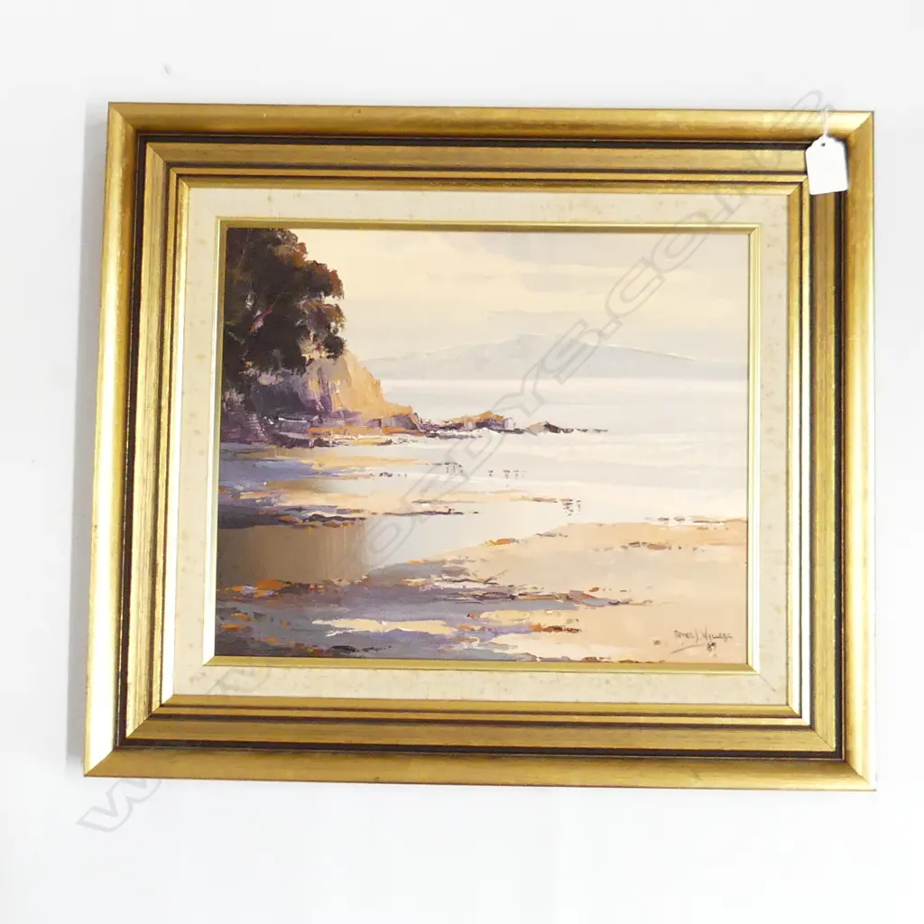 PETER J. WALLERS 'RANGITOTO FROM CASTOR BAY' OIL ON BOARD 1987 285x350mm Image 1++