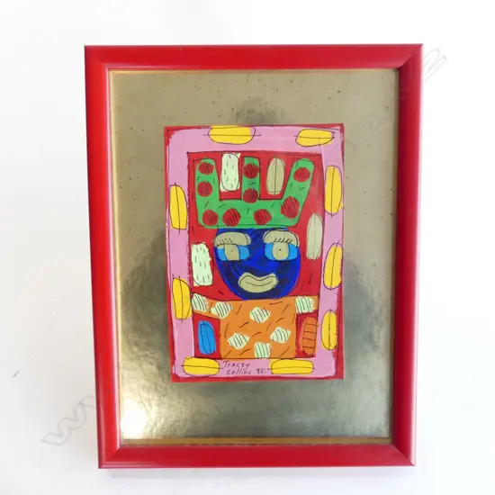 TRACEY COLLINS HAND PAINTED BIRTHDAY CARD FRAMED H370 W290MM
