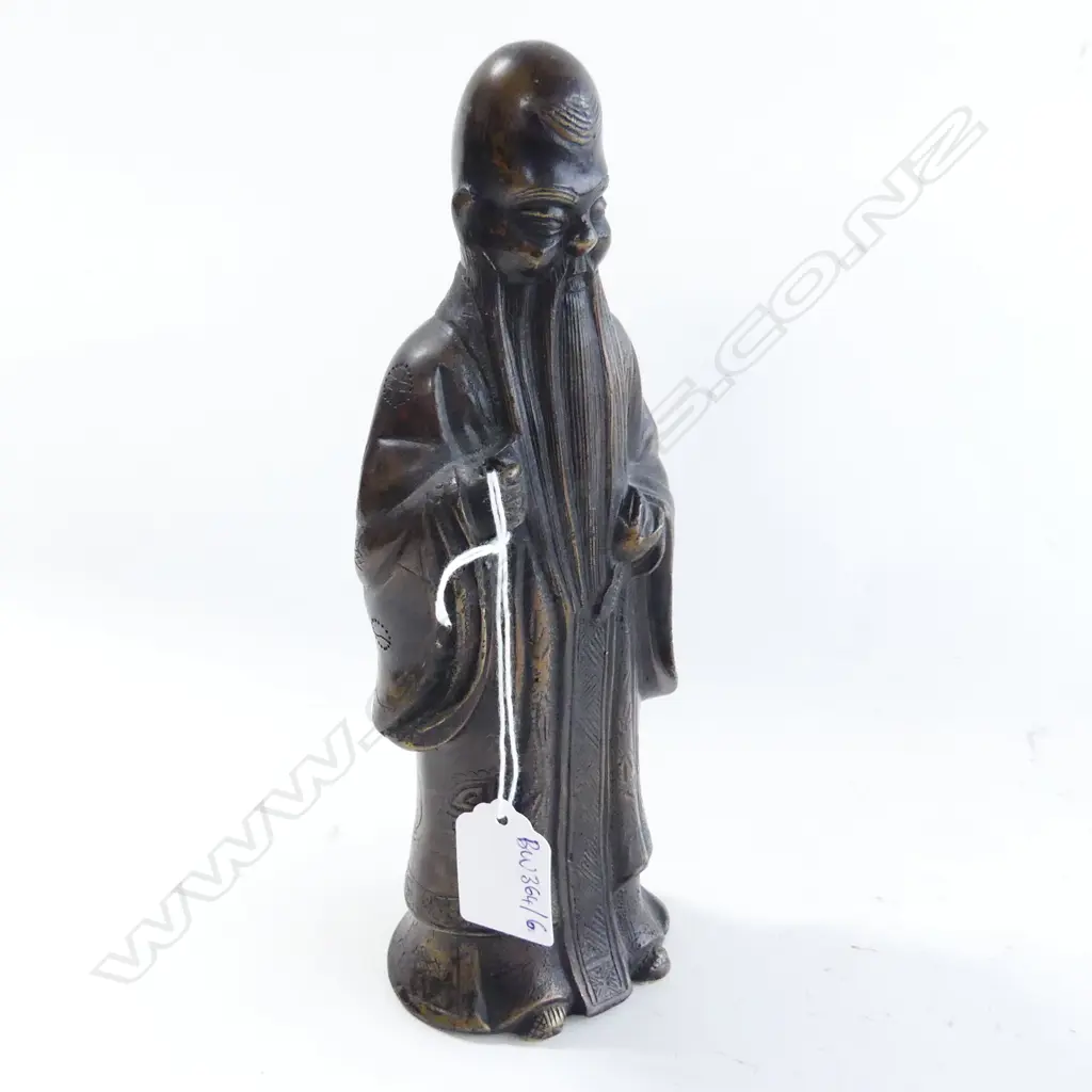 BRONZE CHINESE WISE MAN FIGURE H.225mm Image 1++
