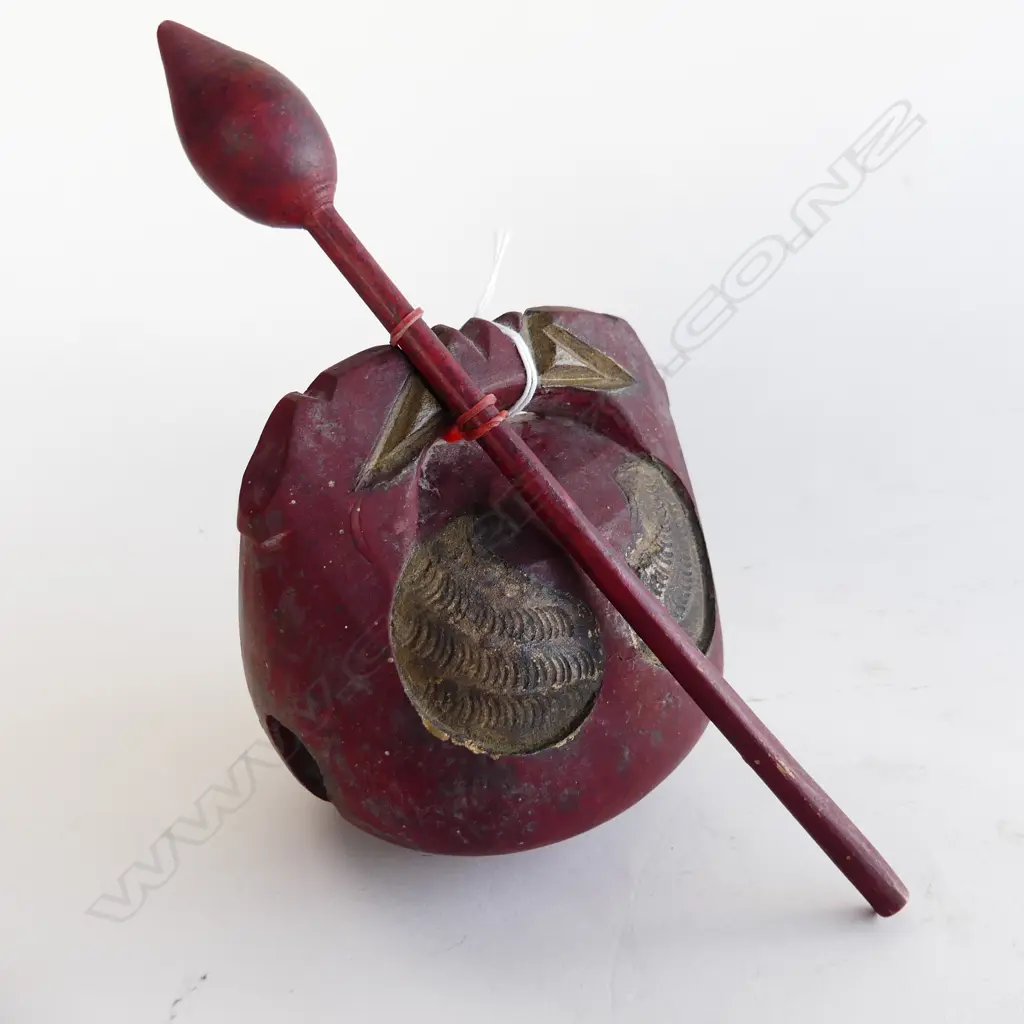 RED LACQUER ORIENTAL SMALL DRUM Image 1++