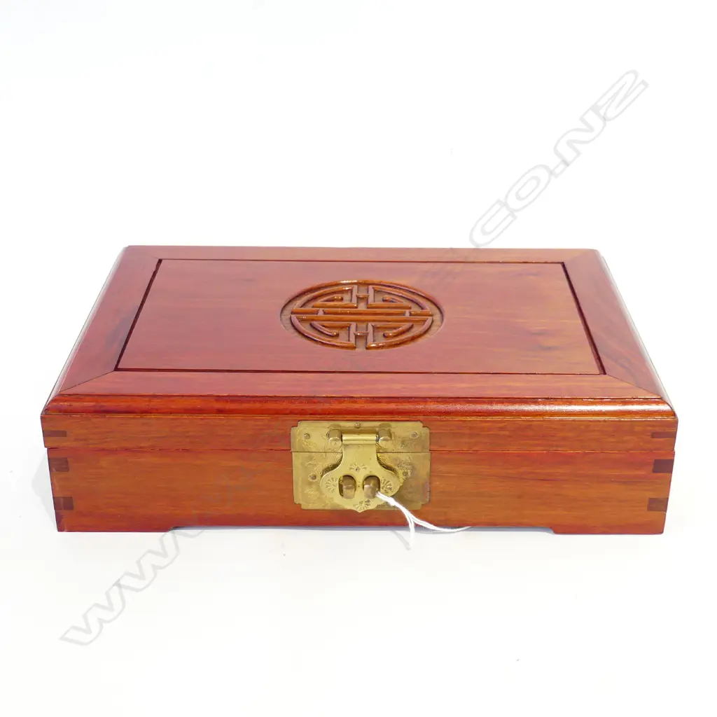 CHINESE ROSEWOOD JEWELLERY BOX W.305mm Image 1++
