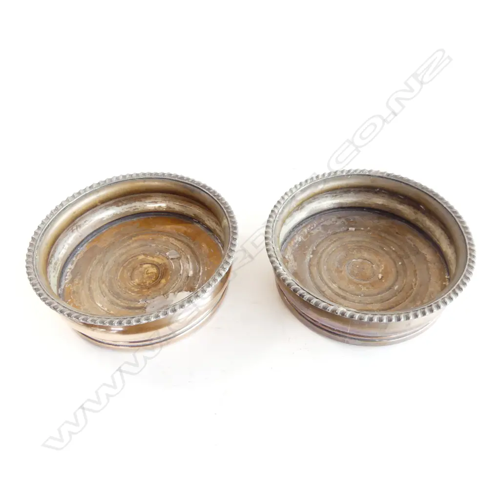 PR OLD SHEFFIELD PLATE WINE COASTERS 150mm dia Image 1++
