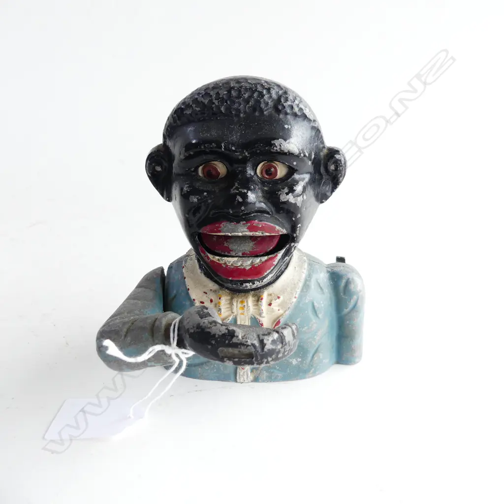 RARE 1950'S ALLOY 'LITTLE LOE'MONEY BANK by John Harper & Co. U.K scarce in blue H.130mm Image 1++