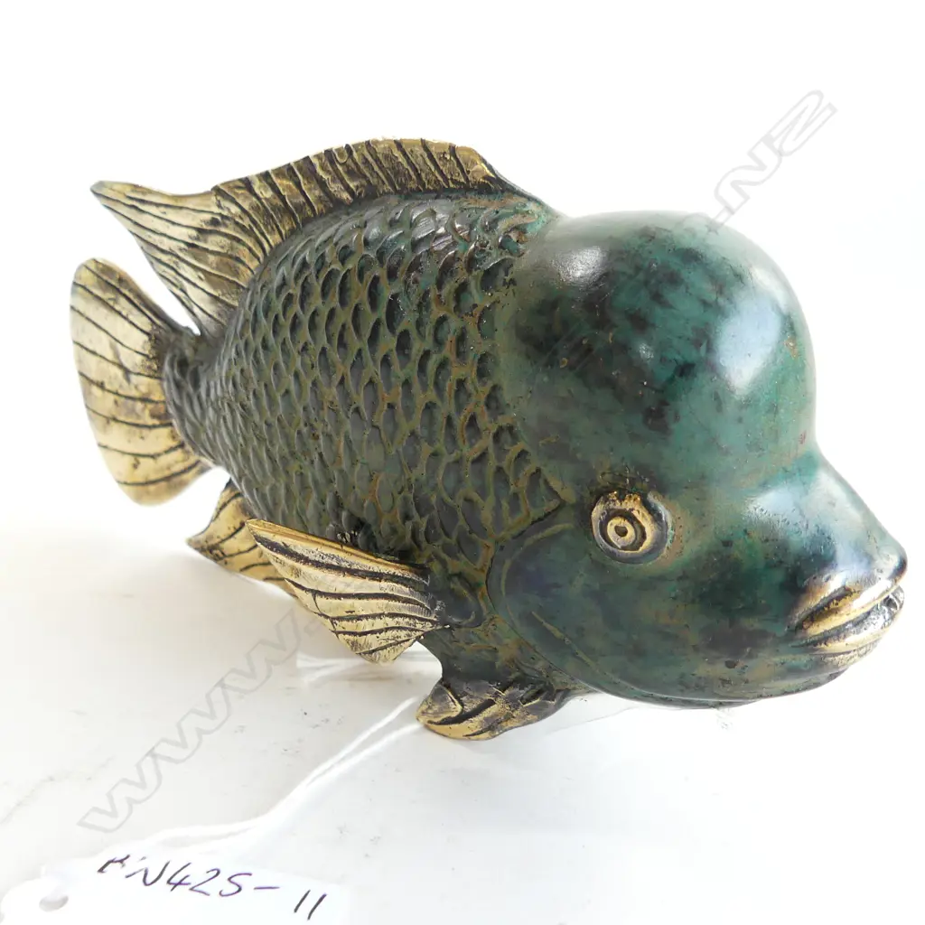 BRONZE CARP FISH - VERDIGRIS FINISH L. 165MM Image 1++