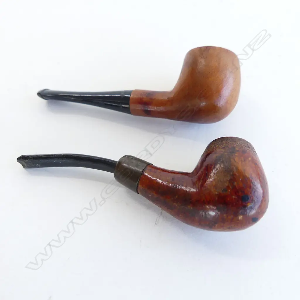 2 OLD MINIATURE SMOKING PIPES (SALESMANS SAMPLES?)  L. 63MM Image 1++