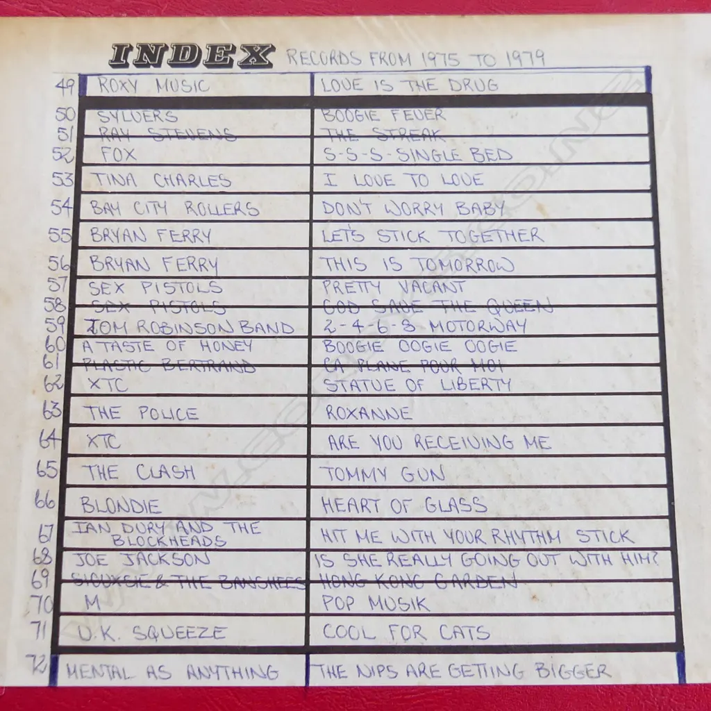 FOLDER OF 23 45S. FROM 1975 TO 1979. DETAILED INSIDE COVER. INCLUDES ROXY MUSIC XTC THE CLASH ETC Image 1++