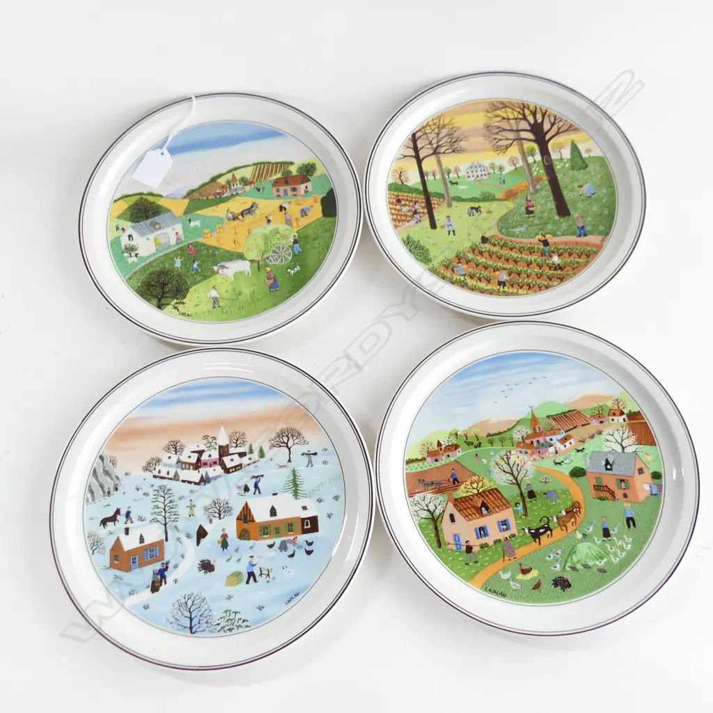 SET OF 4 VILLEROY & BOCH PLATES, 'THE FOUR SEASONS' BY GERARD LAPLAU 235mm dia Image 1++