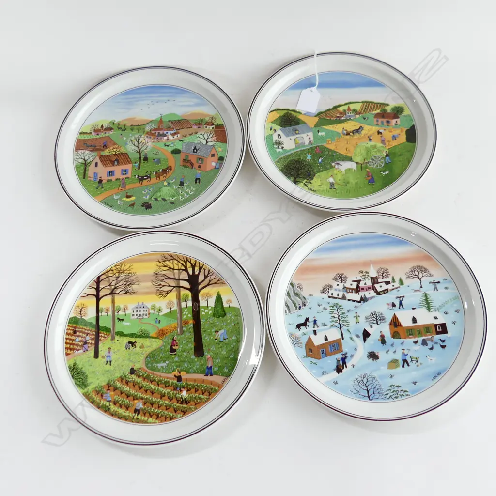 SET OF 4 VILLEROY & BOCH PLATES, 'THE FOUR SEASONS' BY GERARD LAPLAU 235mm dia Image 1++