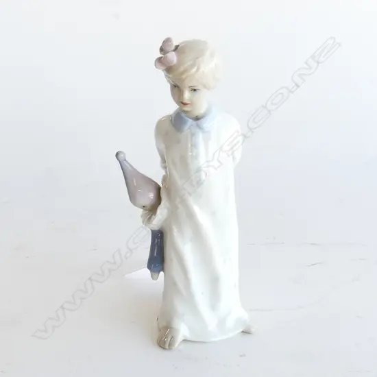 ROYAL DUX FIGURINE OF GIRL IN NIGHTGOWN WITH CLOWN H. 130MM