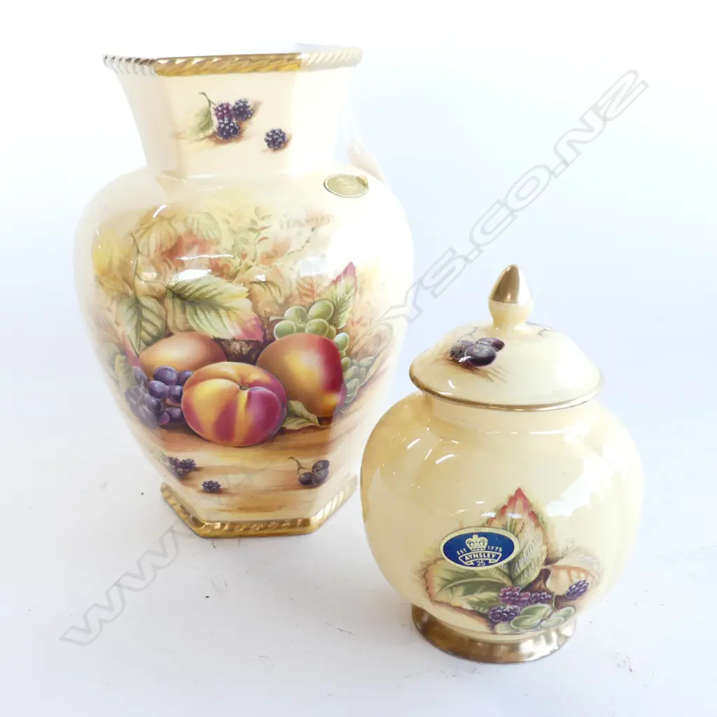 AYNSLEY VASE H.180mm + SMALLER LIDDED GINGER JAR Image 1++