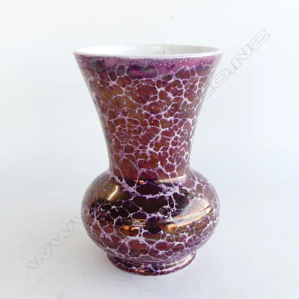 TITIAN STUDIOS 'PRESLEY' WARE PURPLE MOTTLED LUSTRE VASE H.185mm. labelled Image 1++