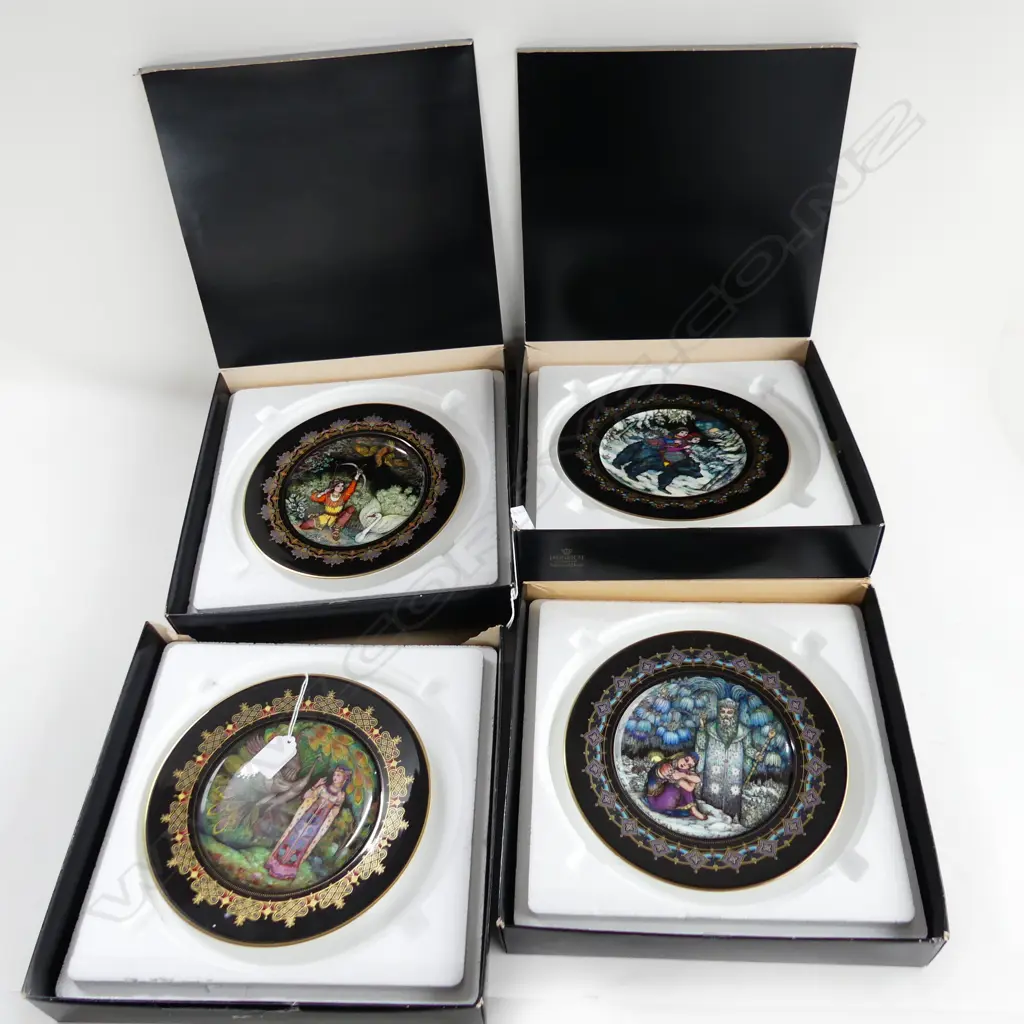 4 HINRICH VILLEROY & BOCH PLATES 'MAGICAL FAIRY TALES FROM OLD RUSSIA' BY GERO TRAUTH, BOXED 220mm dia Image 1++