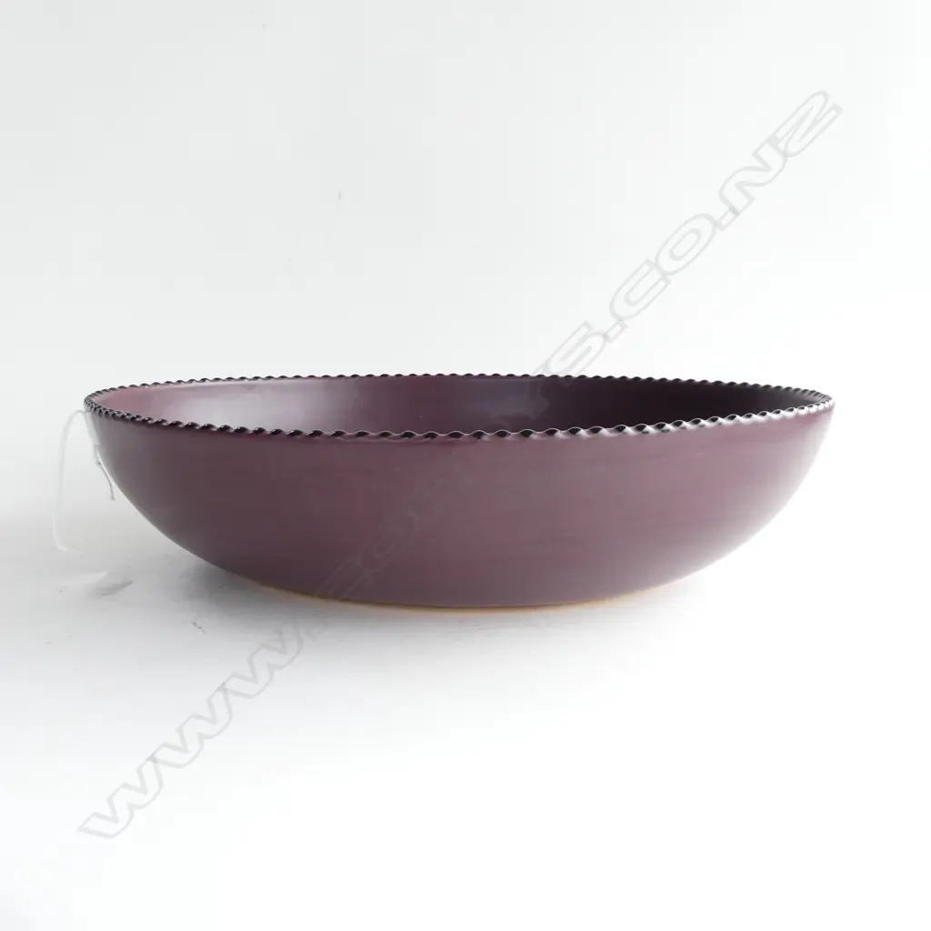 LG BROWN STUDIO POTTERY BOWL SIGNED 'LUNA GARCIA 2000' 375x295mm Image 1++