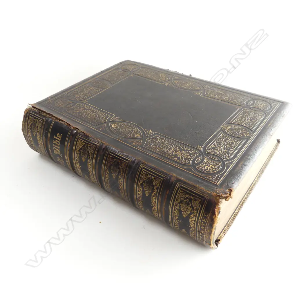 C1874 HOLY BIBLE OLD & NEW TESTAMENTS w. CHROMO-LITHOGRAPHIC PRINTS BY WILLIAMS COLLINS  Image 1++