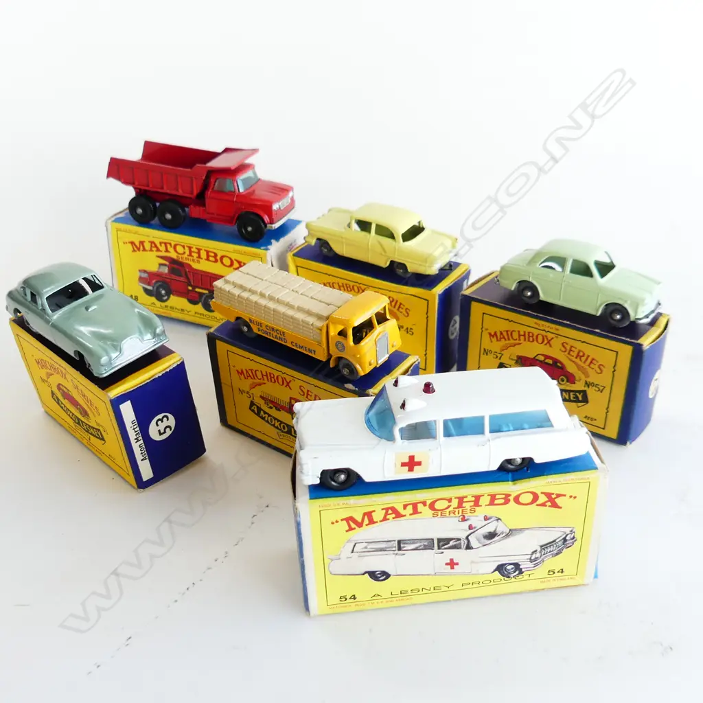 6 MINT & BOXED MATCHBOX TOYS NUMBERS 45/48/51/53/54 & 57 Image 1++
