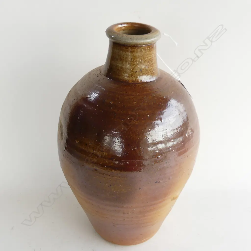 LGE WOODFIRED LAMP BASE VASE - POSS. ROSS MITCHELL STUDENT FIRED AROUND WHANGANUI? H.350mm Image 1++