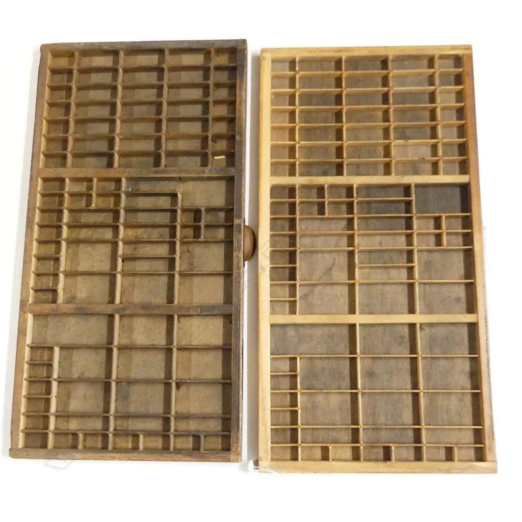 2 OLD PRINTERS TYPE DRAWERS w multi section display 820 x 420mm Image 1++