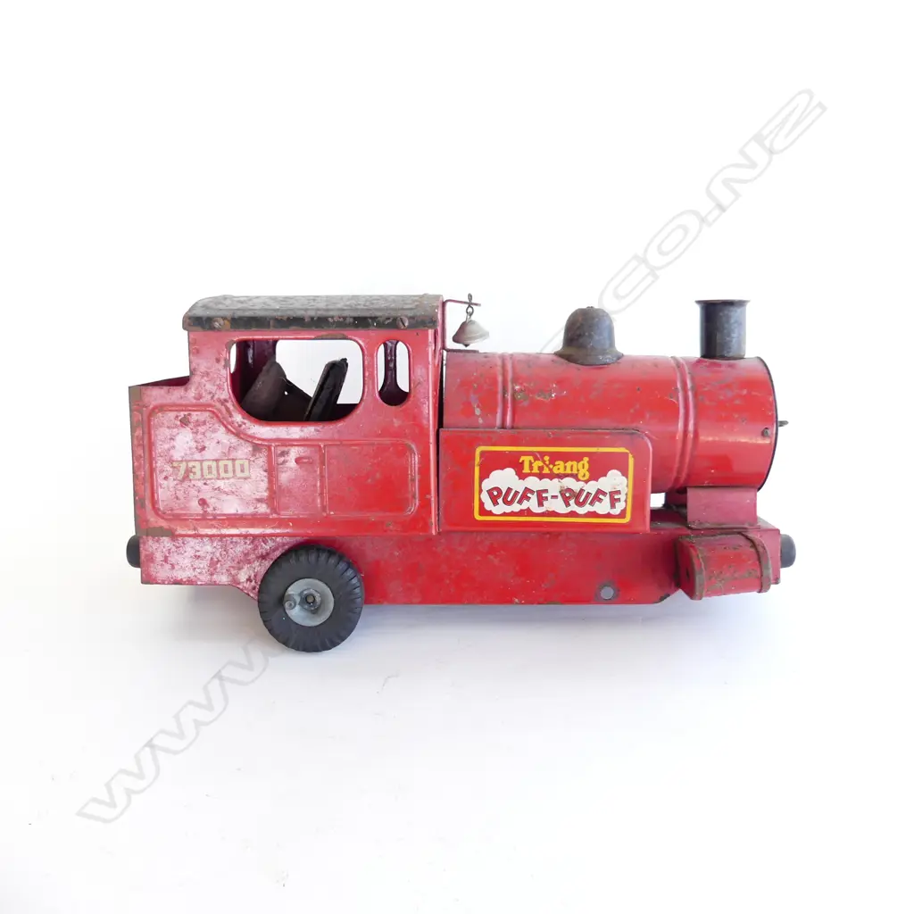 VINTAGE TRI-ANG 'PUFF-PUFF' RED TRAIN TOY LOCOMOTIVE L.455mm AF Image 1++