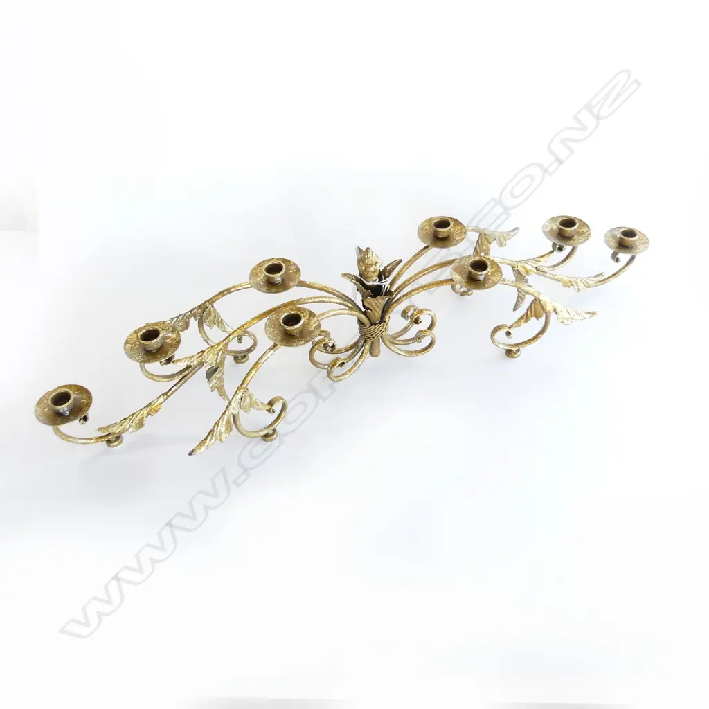 WIDE GOLD METAL 8 CANDLE HOLDER W.900mm Image 1++