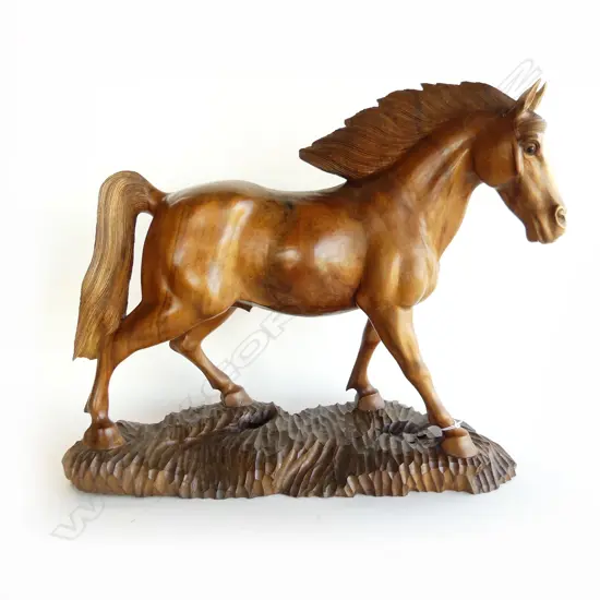 LG CARVED WOODEN HORSE H.500mm L.600mm