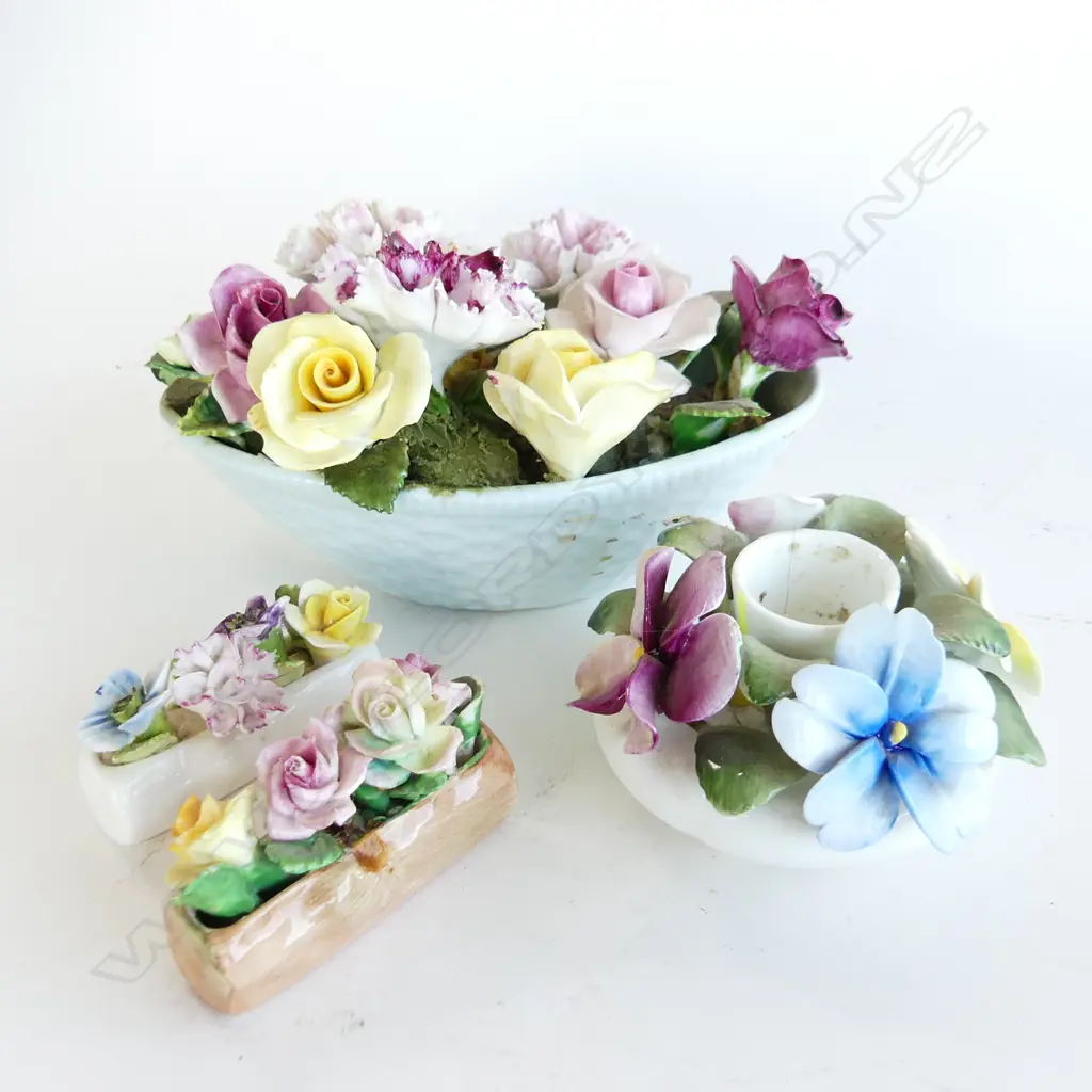 4 CERAMIC FLORAL BOUQUETS; ADDERLEY, x2 COALPORT, HEALACRAFT Image 1++