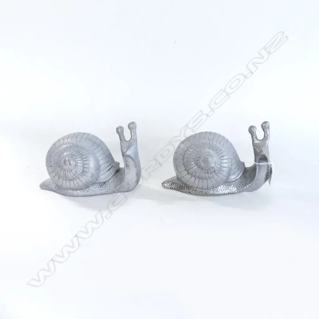 2 SILVER METAL GARDEN SNAILS L.180mm Image 1++