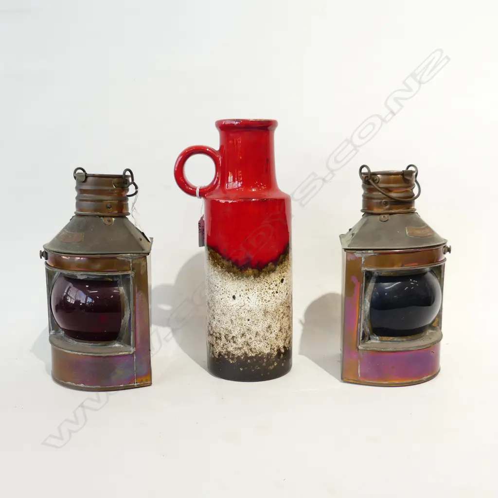 PR OLD COPPER LANTERNS H. 230MM & WEST GERMAN MID CENTURY VASE (H.285MM) Image 1++