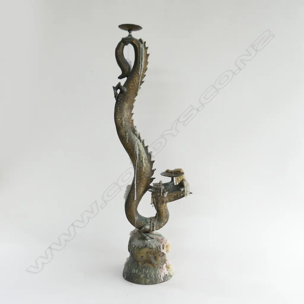 BRASS DRAGON CANDLE STAND H.690MM Image 1++