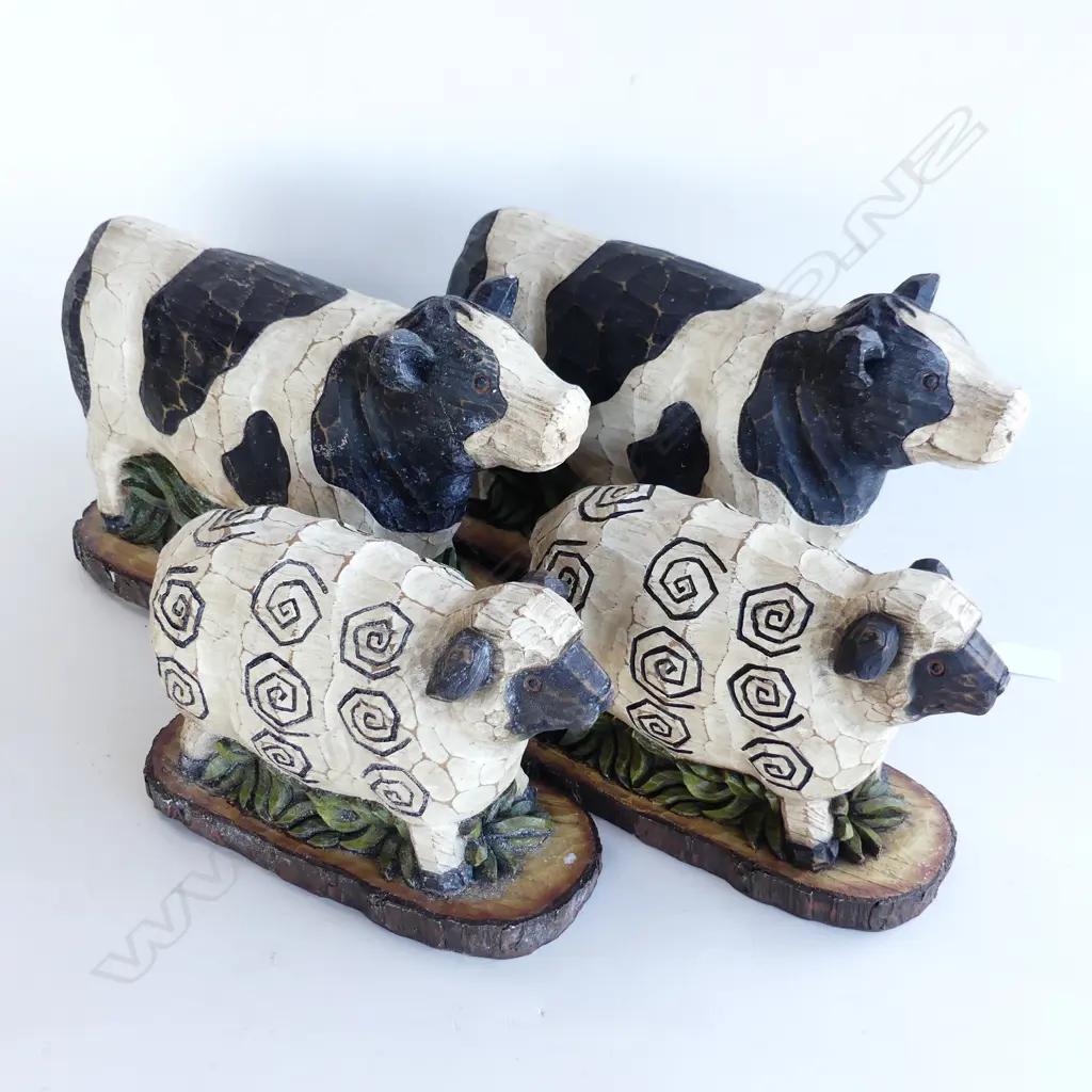 2 PRS RESIN ANIMALS; COWS & SHEEP L.310mm Image 1++